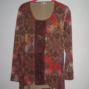 ONE WORLD Two Piece Set w/ Tank Top and Matching Leggings with Side Hole Design